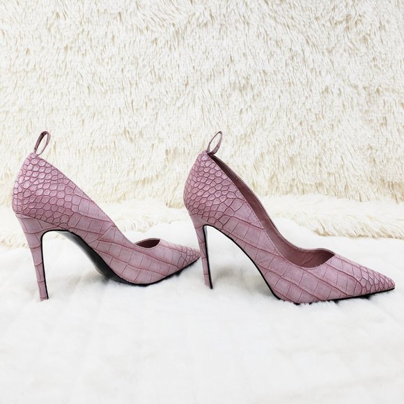 Lilac Snake Removable ankle strap Pumps High Heels - Picture 7 of 14